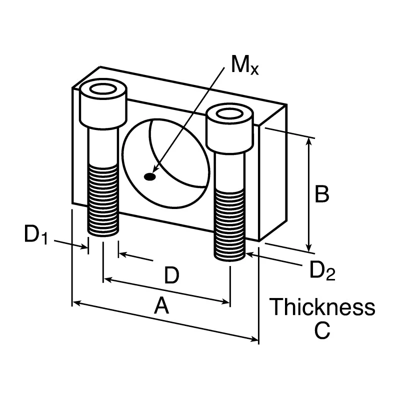 ACE Clamp Mounting Block MB25 Clamp for ACE Miniature and Self-Compensating Shock Absorbers MB25