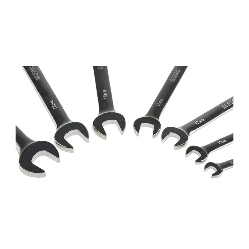 RS PRO 7-Piece Ratchet Spanner Set, Chrome Vanadium Steel, Metric Sizes 8 To 18 mm 480-6751