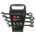RS PRO 4-Piece Ratchet Spanner Set, 10 To 15 mm, Chrome Vanadium Steel, Chrome Finish 480-6745