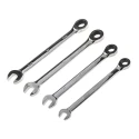 RS PRO 4-Piece Ratchet Spanner Set, 10 To 15 mm, Chrome Vanadium Steel, Chrome Finish 480-6745