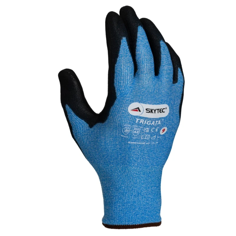 Skytec Trigata Blue Polyurethane Work Gloves Size 9 Double Gloves Pair Cut Resistant CE Certified SKY90