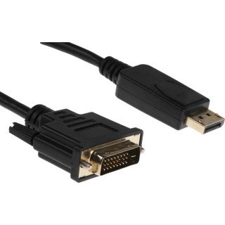 RS PRO Male DisplayPort to Male DVI-D Polyvinyl Chloride DisplayPort Cable 1m 182-8784