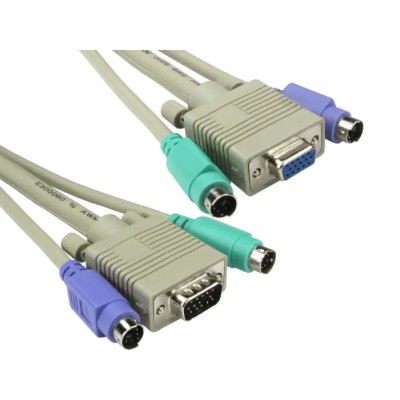 RS PRO KVM Cable Male VGA to Male/Female PS2 x 2, 10m, Polyvinyl Chloride Jacket 182-8851
