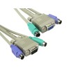 RS PRO KVM Cable Male VGA to Male/Female PS2 x 2, 10m, Polyvinyl Chloride Jacket 182-8851
