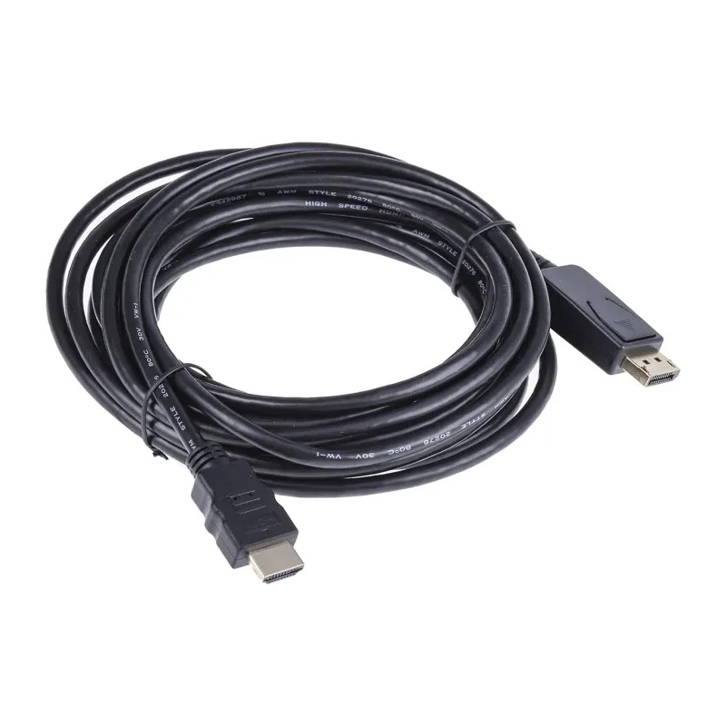 RS PRO Male DisplayPort to Male HDMI Polyvinyl Chloride DisplayPort Cable 5 m 182-8791