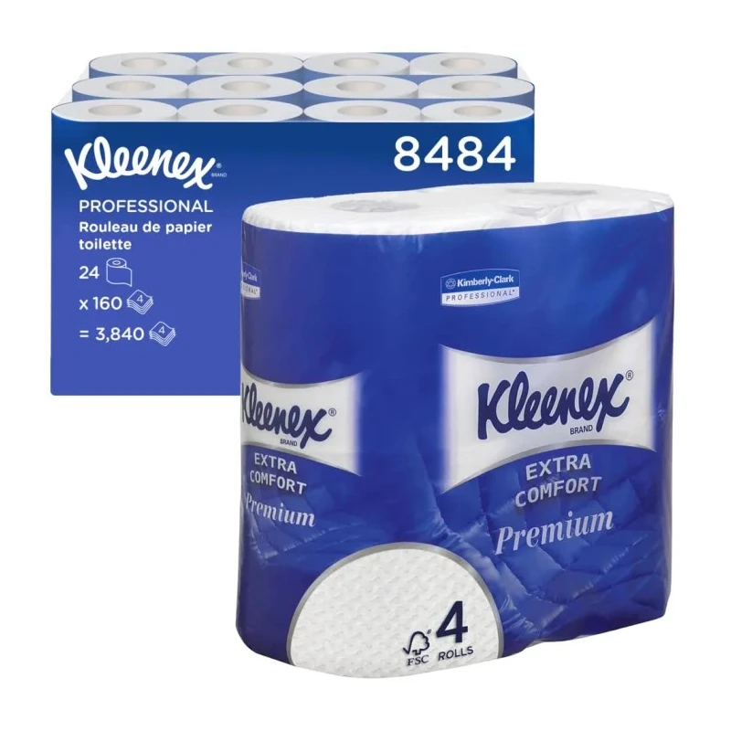 KLEENEX Toilet Roll 4 Rolls with 3840 Sheets Standard Size, Base Weight 3.54kg, FSC Certified 8484