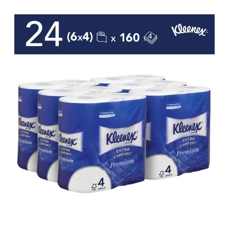 KLEENEX Toilet Roll 4 Rolls with 3840 Sheets Standard Size, Base Weight 3.54kg, FSC Certified 8484