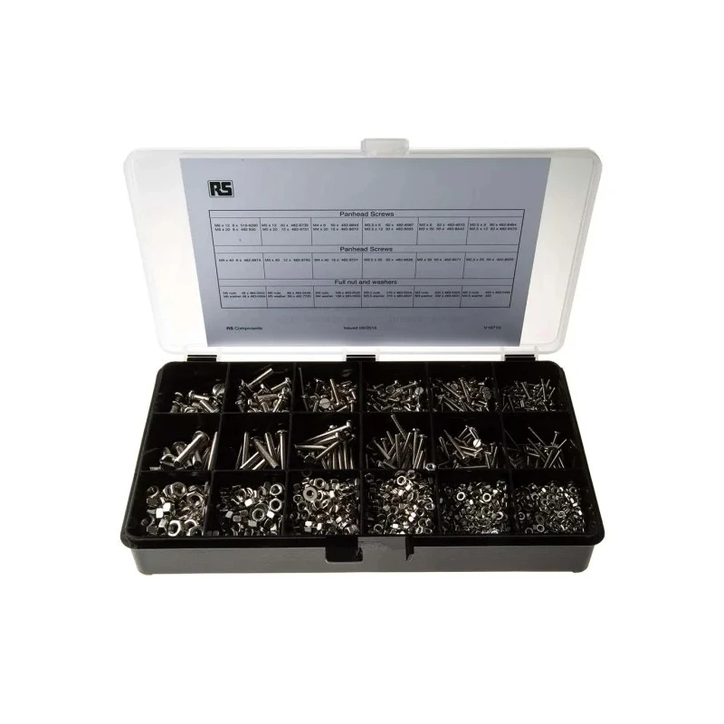 RS PRO Brass Nickel-Plated Pan Head Slot Drive Machine Screw Bolt Kit 3240 Pieces 6mm-40mm 482-7742