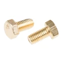 RS PRO Plain Brass Hex Bolt, M5 x 10 mm, Grade A2, Plain Finish, DIN 933 482-7786