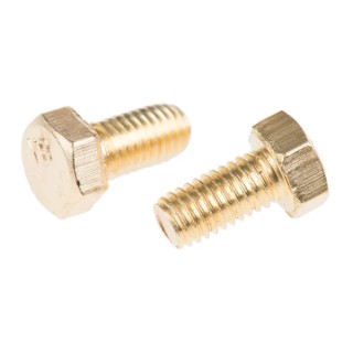 RS PRO Plain Brass Hex Bolt, M5 x 10 mm, Grade A2, Plain Finish, DIN 933 482-7786