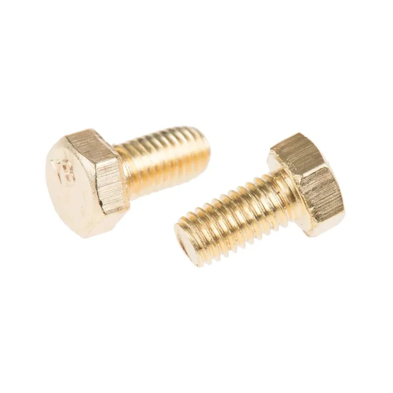 RS PRO Plain Brass Hex Bolt, M5 x 10 mm, Grade A2, Plain Finish, DIN 933 482-7786