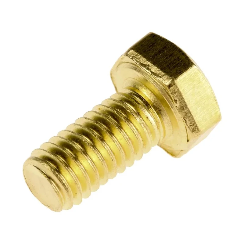 RS PRO Plain Brass Hex Bolt, M5 x 10 mm, Grade A2, Plain Finish, DIN 933 482-7786