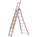 TUBESCA Aluminium 3 Section Aluminium Ladder Extended Height 5.13m Load Capacity 150kg Model 01253008