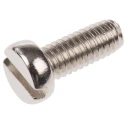 RS PRO Slot Cheese Brass Machine Screw, Nickel Plated, 10 mm Length, M4 Thread, DIN 84 Standard 482-9833