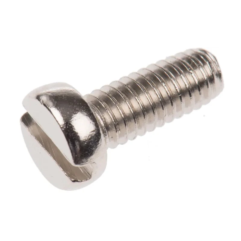 RS PRO Slot Cheese Brass Machine Screw, Nickel Plated, 10 mm Length, M4 Thread, DIN 84 Standard 482-9833
