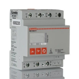 Lovato Electric 3 Phase Energy Meter with LCD Display DMED300T2, Class 1 Accuracy, 58mm Depth, Programmable Outputs