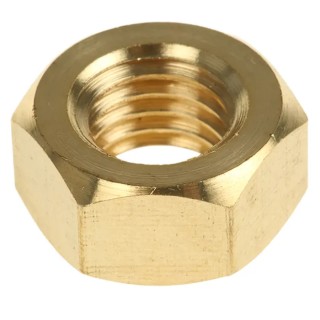 RS PRO Plain Brass Hex Nut M12, DIN 934, Plain Finish, 10mm Height 483-2564