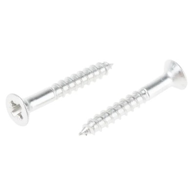 RS PRO Pozidriv Countersunk Stainless Steel Wood Screw, Plain Finish, Metric Thread, 25mm Length 483-3113