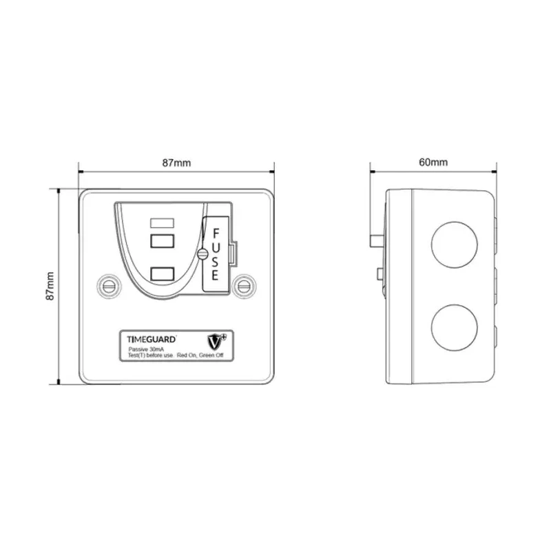Timeguard 13A 1 Gang Fused Spur Passive RCD 230V AC Grey RCD16MLN
