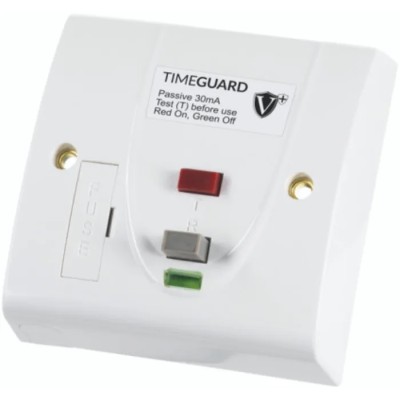 Timeguard 13A Switched Fused Spur with Dual Flag RCD Technology, 230V AC, Passive RCD BS1363-4 BS7288:2016 