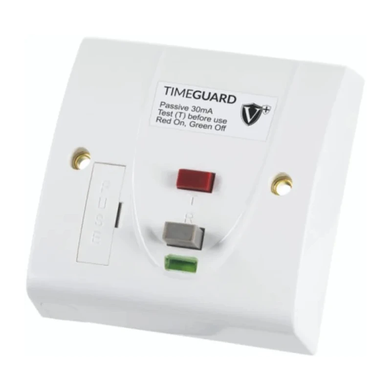 Timeguard 13A Switched Fused Spur with Dual Flag RCD Technology, 230V AC, Passive RCD BS1363-4 BS7288:2016 