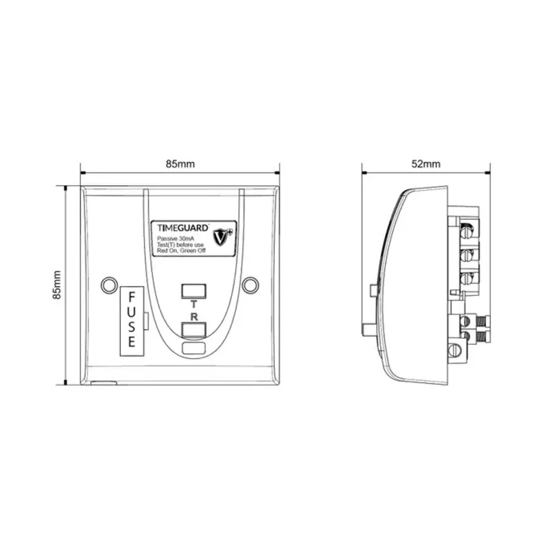 Timeguard 13A Switched Fused Spur with Dual Flag RCD Technology, 230V AC, Passive RCD BS1363-4 BS7288:2016 