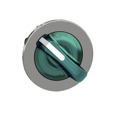 Schneider Electric ZB4 Series 2 Position Illuminated Selector Switch Head, 30 mm Cutout, Green Handle, IP67, IP66 ZB4FK1233