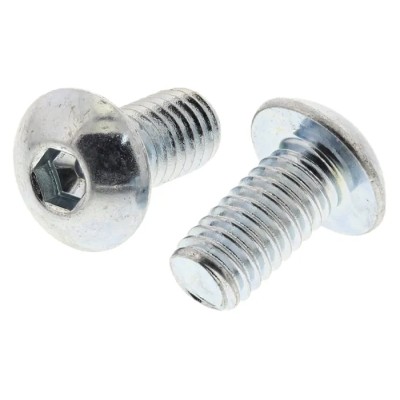 RS PRO Bright Zinc Steel Hex Socket Button Screw M4 x 8 mm 483-9571