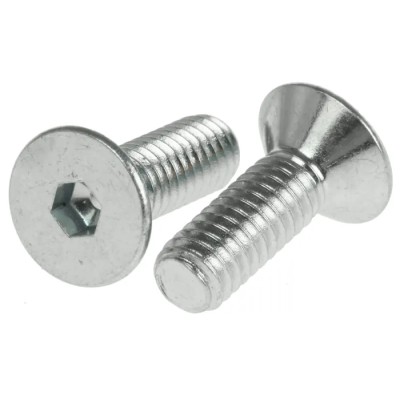 RS PRO Bright Zinc Plated Steel Hex Socket Countersunk Screw M4 x 12 mm 483-9802