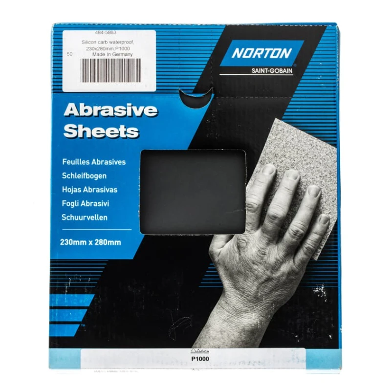 Norton Silicon Carbide Very Fine Grade Abrasive Sanding Sheet 280mm x 230mm P1000 Grit 63642533001