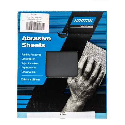 Norton Abrasive Sanding Sheet Silicon Carbide 280mm x 230mm P1200 Grit Very Fine Grade 63642533002
