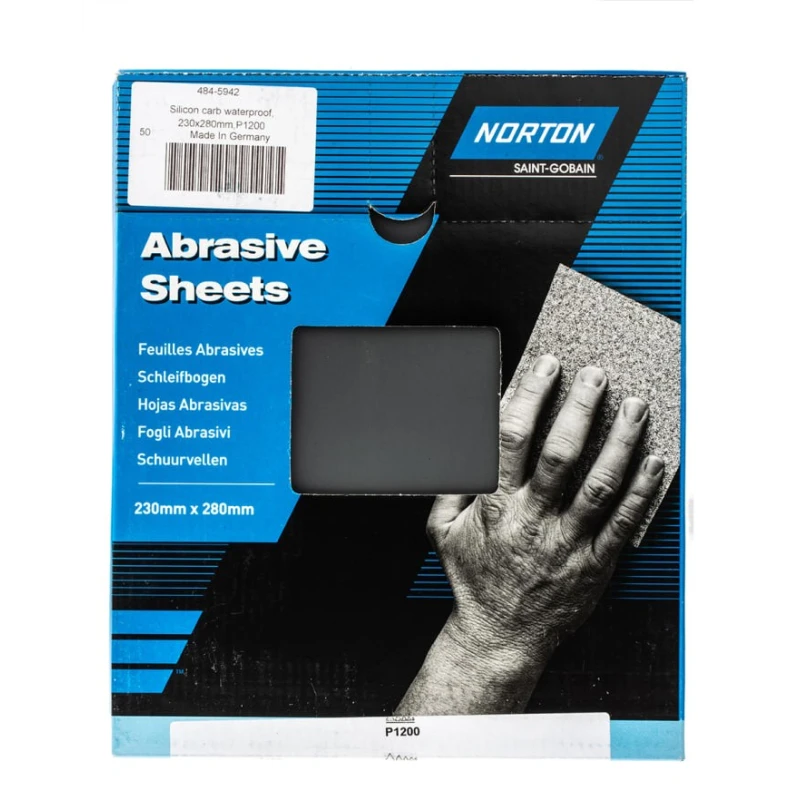 Norton Abrasive Sanding Sheet Silicon Carbide 280mm x 230mm P1200 Grit Very Fine Grade 63642533002