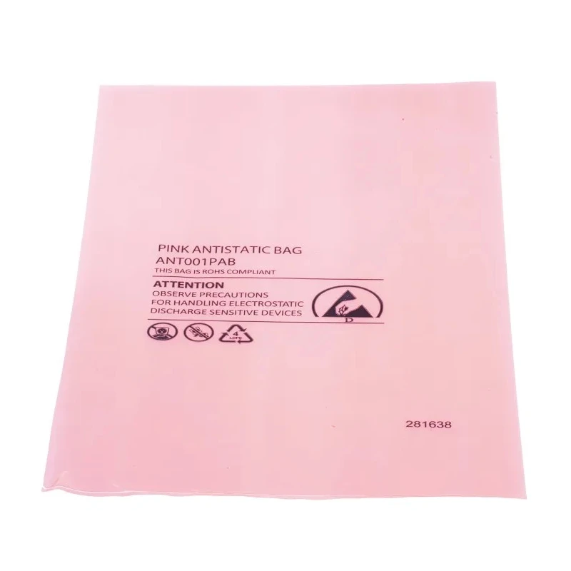 RS PRO Anti-Static Bag 254mm(W) x 155mm Pink Heat Seal 100 Per Pack 484-9073