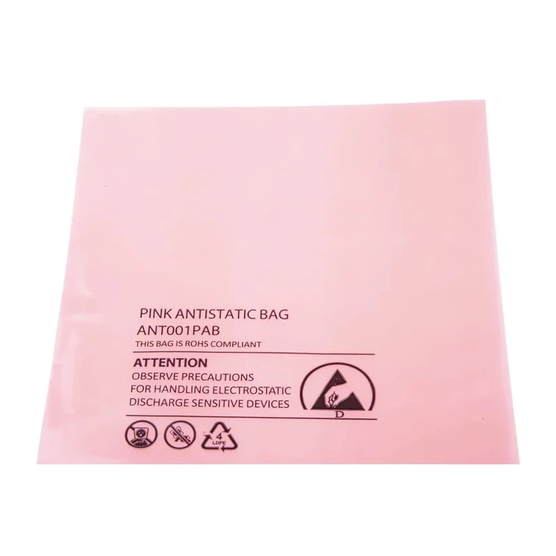 RS PRO Anti-Static Bag 254mm(W) x 155mm Pink Heat Seal 100 Per Pack 484-9073