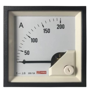 RS PRO Analogue Panel Ammeter 200 A AC, 68 mm x 68 mm, 1 % Moving Iron 186-2437