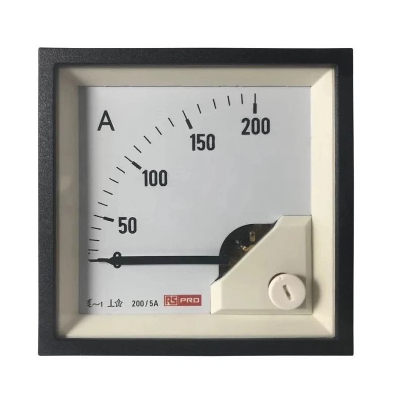 RS PRO Analogue Panel Ammeter 200 A AC, 68 mm x 68 mm, 1 % Moving Iron 186-2437