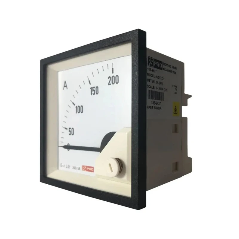 RS PRO Analogue Panel Ammeter 200 A AC, 68 mm x 68 mm, 1 % Moving Iron 186-2437