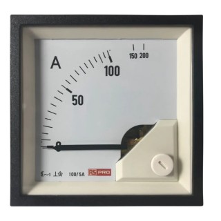 RS PRO Analogue Panel Ammeter 100 A AC, Moving Iron Element, 68 mm x 68 mm, 1% Accuracy 186-2444