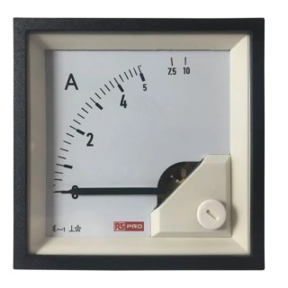 RS PRO Analogue Panel Ammeter 10 A AC, 68 mm x 68 mm, 1 % Meter Accuracy Moving Iron 186-2442