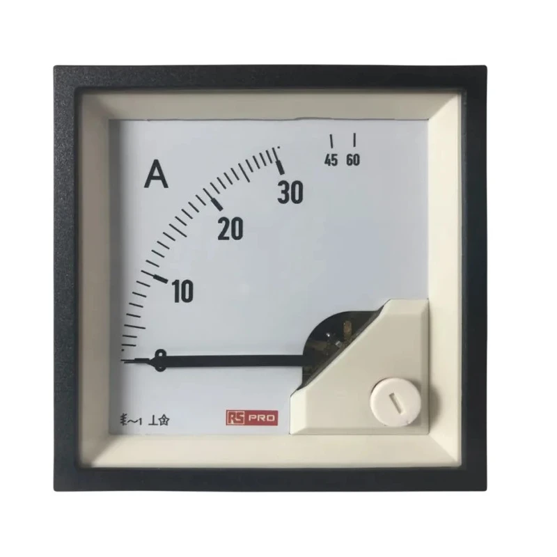 RS PRO Analogue Panel Ammeter 60 A AC, 68 mm x 68 mm, 1% Moving Iron 186-2452