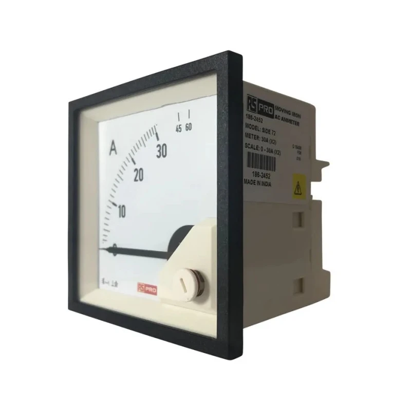 RS PRO Analogue Panel Ammeter 60 A AC, 68 mm x 68 mm, 1% Moving Iron 186-2452