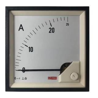 RS PRO Analogue Panel Ammeter 25 A AC, 92 mm x 92 mm, 1 % Moving Iron 186-2460