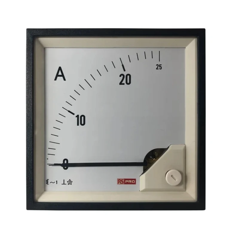 RS PRO Analogue Panel Ammeter 25 A AC, 92 mm x 92 mm, 1 % Moving Iron 186-2460