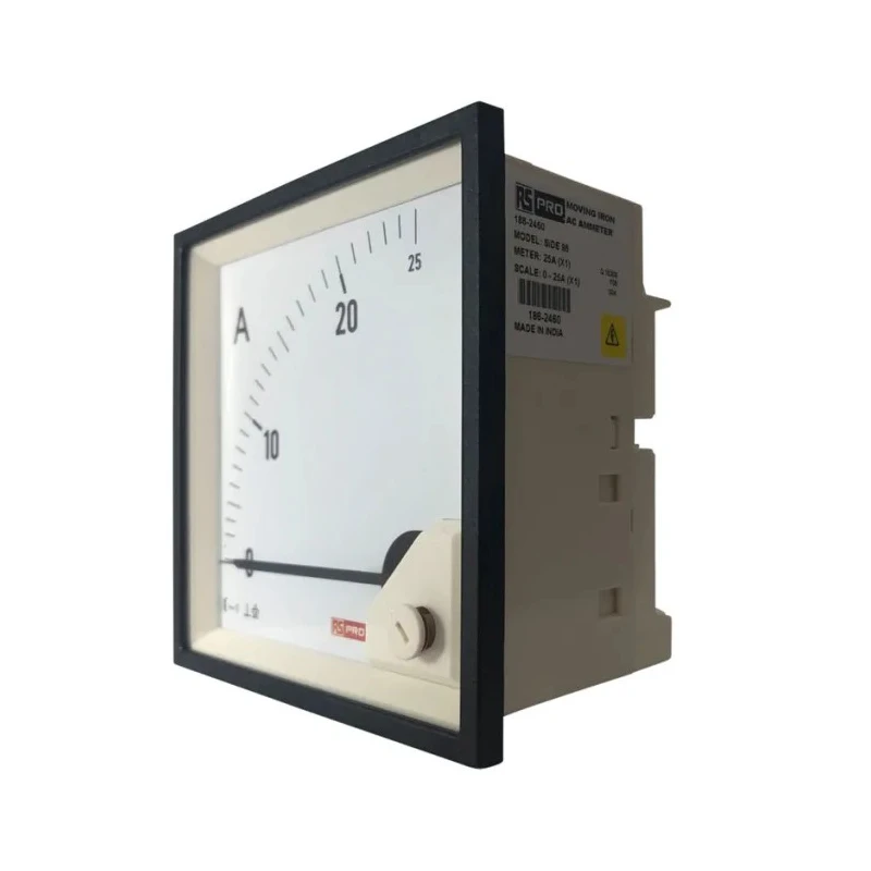 RS PRO Analogue Panel Ammeter 25 A AC, 92 mm x 92 mm, 1 % Moving Iron 186-2460