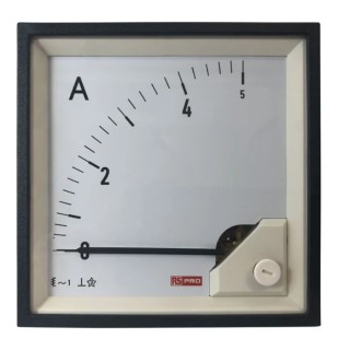 RS PRO Analogue Panel Ammeter AC 5 A, 92 mm x 92 mm, 1% Accuracy Moving Iron 186-2458