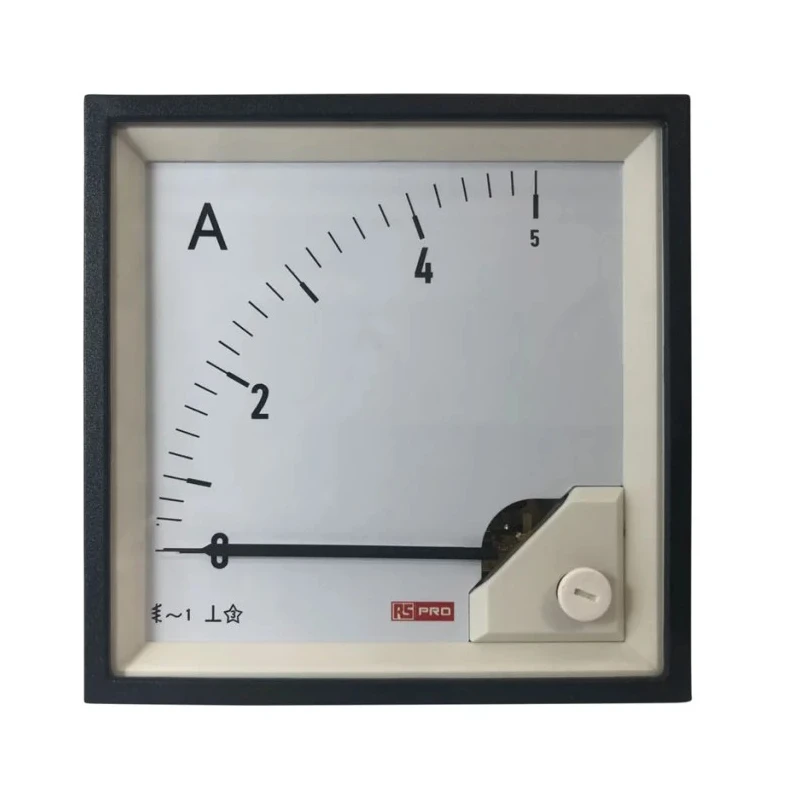 RS PRO Analogue Panel Ammeter AC 5 A, 92 mm x 92 mm, 1% Accuracy Moving Iron 186-2458