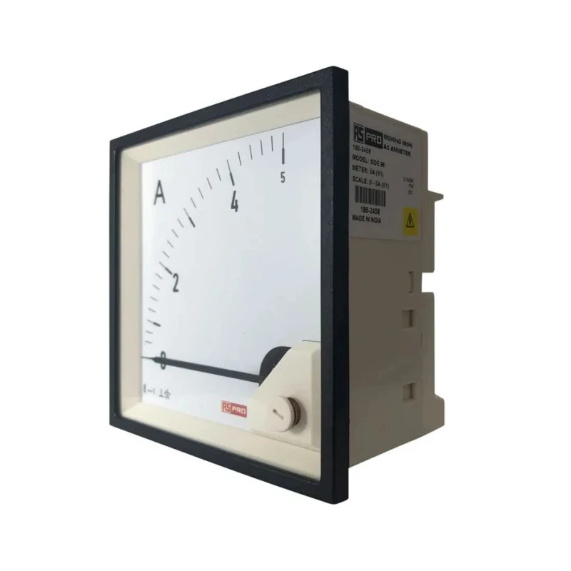 RS PRO Analogue Panel Ammeter AC 5 A, 92 mm x 92 mm, 1% Accuracy Moving Iron 186-2458