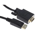 RS PRO Male DisplayPort to Male VGA Polyvinyl Chloride DisplayPort Cable 2 m 186-3038