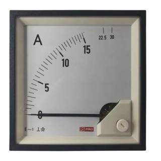 RS PRO Analogue Panel Ammeter 30 A AC, 92 mm x 92 mm, 1% Moving Iron RS186-2465 186-2465
