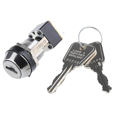 Lorlin Key Switch DPDT 4A 2-Way Flat Key Zinc Alloy Housing Silver Cadmium Oxide Contacts MSL8605B